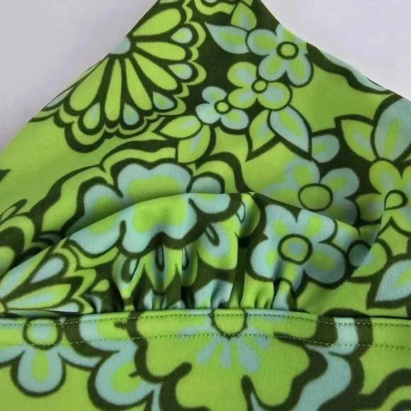 Victoria Secret Green and Blue Floral Flower Power Tie Neck Bikini Bathing Suit - Picture 8 of 9